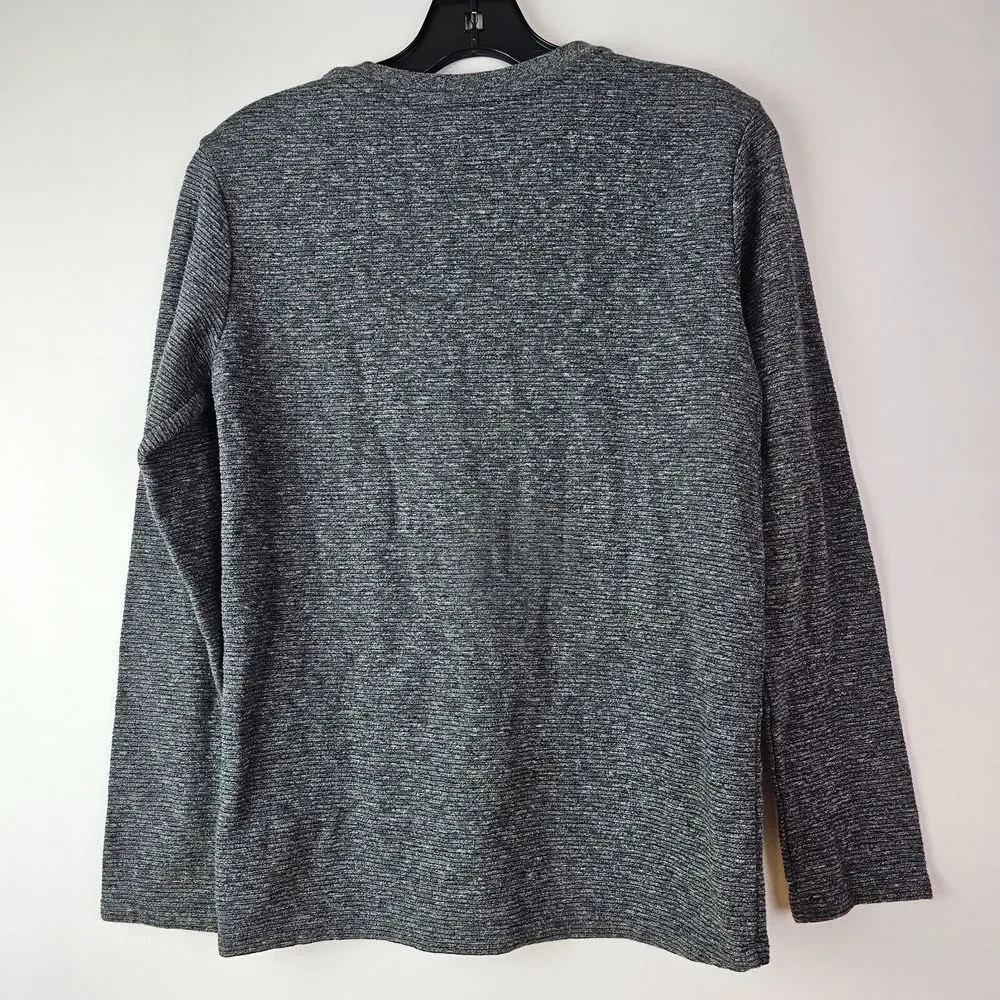 Cat & Jack Boys Size L 12 14 Long Sleeve Henley Shirt Heather Dark Gray Charcoal